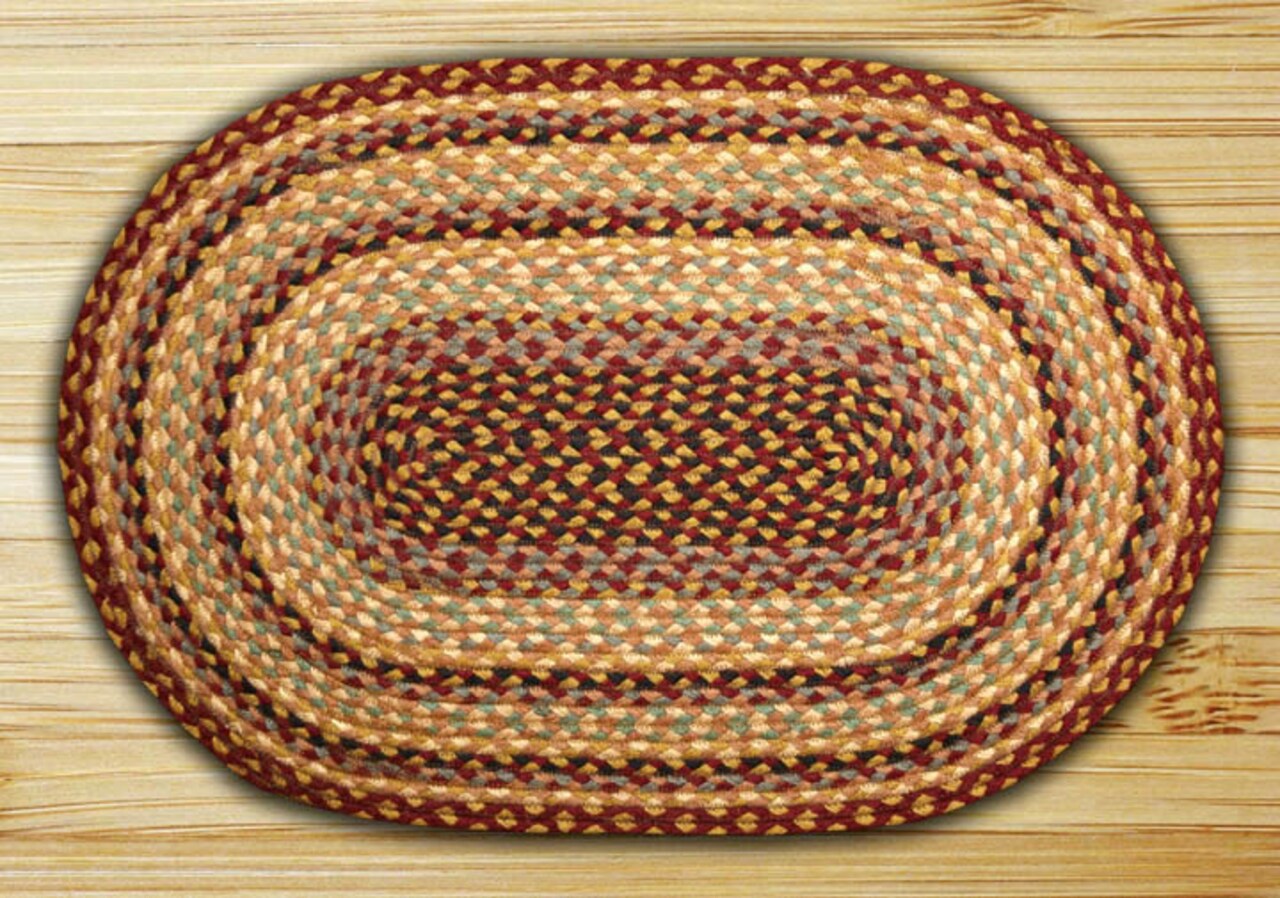 Earth Rugs C-357 Burgundy / Gray / Cream Oval Braided Rug 4 Feet x 6 Feet